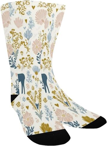 جوارب Pastel Deers Blooms للمشي لمسافات طويلة - جوارب شتوية حرارية سميكة دافئة للأطفال الصغار للأولاد والبنات للمدرسة، والارتداء اليومي والأنشطة الخارجية in Kuwait