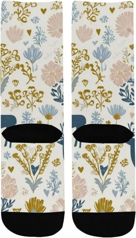 جوارب Pastel Deers Blooms للمشي لمسافات طويلة - جوارب شتوية حرارية سميكة دافئة للأطفال الصغار للأولاد والبنات للمدرسة، والارتداء اليومي والأنشطة الخارجية in Kuwait