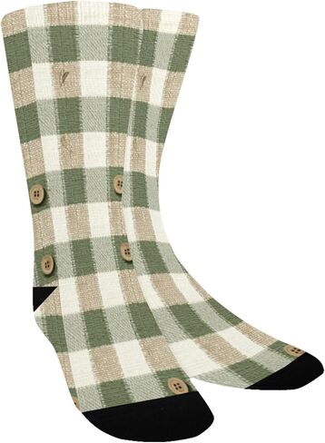 جوارب المشي لمسافات طويلة بطبعة مربعات ريفية خضراء - جوارب شتوية حرارية سميكة دافئة للأولاد والبنات الصغار للمدرسة، والارتداء اليومي والأنشطة الخارجية in Kuwait