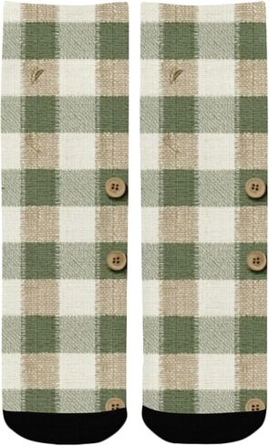 جوارب المشي لمسافات طويلة بطبعة مربعات ريفية خضراء - جوارب شتوية حرارية سميكة دافئة للأولاد والبنات الصغار للمدرسة، والارتداء اليومي والأنشطة الخارجية in Kuwait