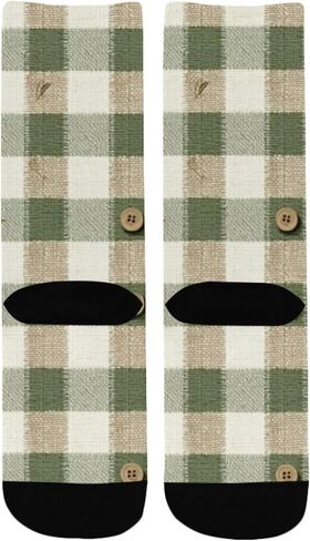 جوارب المشي لمسافات طويلة بطبعة مربعات ريفية خضراء - جوارب شتوية حرارية سميكة دافئة للأولاد والبنات الصغار للمدرسة، والارتداء اليومي والأنشطة الخارجية in Kuwait