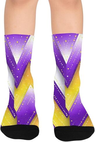 جوارب المشي لمسافات طويلة باللون الأرجواني والأصفر الهندسية الحديثة - جوارب شتوية حرارية سميكة دافئة للأولاد والبنات للمدرسة، والارتداء اليومي والأنشطة الخارجية in Kuwait