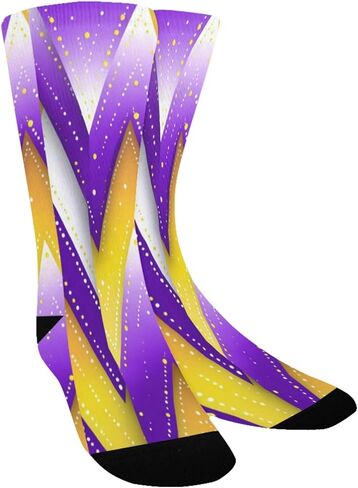 جوارب المشي لمسافات طويلة باللون الأرجواني والأصفر الهندسية الحديثة - جوارب شتوية حرارية سميكة دافئة للأولاد والبنات للمدرسة، والارتداء اليومي والأنشطة الخارجية in Kuwait