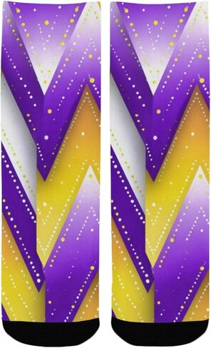 جوارب المشي لمسافات طويلة باللون الأرجواني والأصفر الهندسية الحديثة - جوارب شتوية حرارية سميكة دافئة للأولاد والبنات للمدرسة، والارتداء اليومي والأنشطة الخارجية in Kuwait