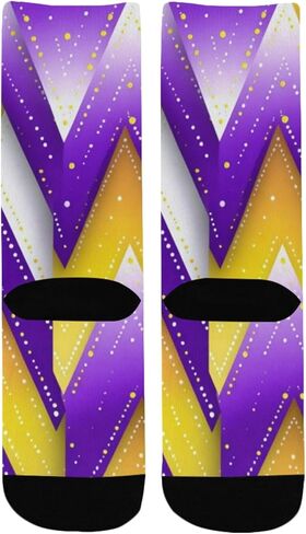 جوارب المشي لمسافات طويلة باللون الأرجواني والأصفر الهندسية الحديثة - جوارب شتوية حرارية سميكة دافئة للأولاد والبنات للمدرسة، والارتداء اليومي والأنشطة الخارجية in Kuwait