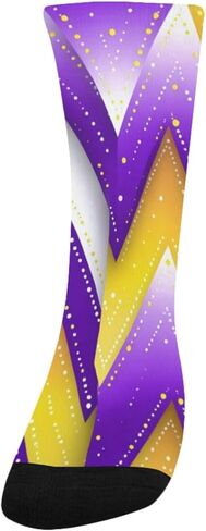 جوارب المشي لمسافات طويلة باللون الأرجواني والأصفر الهندسية الحديثة - جوارب شتوية حرارية سميكة دافئة للأولاد والبنات للمدرسة، والارتداء اليومي والأنشطة الخارجية in Kuwait