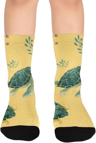 جوارب للمشي على شكل سلحفاة ذات قاعدة صفراء ليمونية - جوارب شتوية حرارية سميكة دافئة للأولاد والبنات للمدرسة، والارتداء اليومي والأنشطة الخارجية in Kuwait