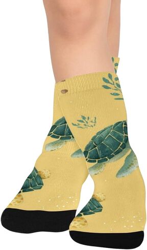 جوارب للمشي على شكل سلحفاة ذات قاعدة صفراء ليمونية - جوارب شتوية حرارية سميكة دافئة للأولاد والبنات للمدرسة، والارتداء اليومي والأنشطة الخارجية in Kuwait