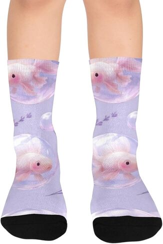 جوارب Bubble Goldfish الناعمة باللون الأرجواني للمشي لمسافات طويلة - جوارب شتوية حرارية سميكة دافئة للأولاد والبنات للمدرسة، والارتداء اليومي والأنشطة الخارجية in Kuwait