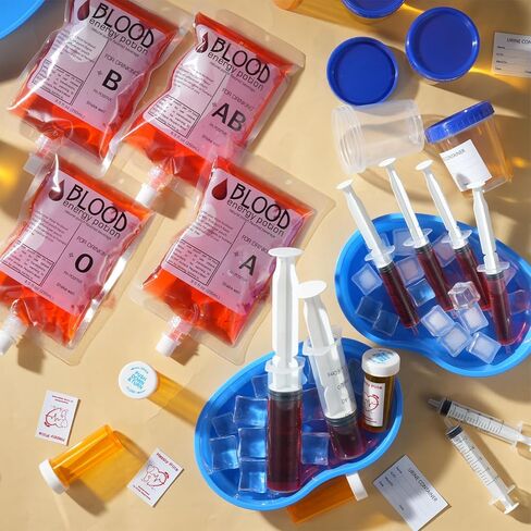 Nursing Graduation Party Supplies Set Iv Blood Bags Urine Cups Plastic Syringe Medicine Bottles with Caps for Nurse Doctors' Day Congrats Grad Party Decorations Serve 25 in Kuwait