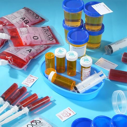 Nursing Graduation Party Supplies Set Iv Blood Bags Urine Cups Plastic Syringe Medicine Bottles with Caps for Nurse Doctors' Day Congrats Grad Party Decorations Serve 25 in Kuwait