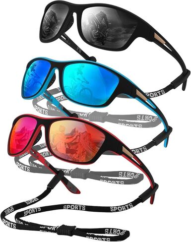 JATEBI 3 Pack Polarized Sports Sunglasses for Men Women Mens Sunglasses Wrap Around UV Protection for Cycling Fishing Driving in Saudi Arabia