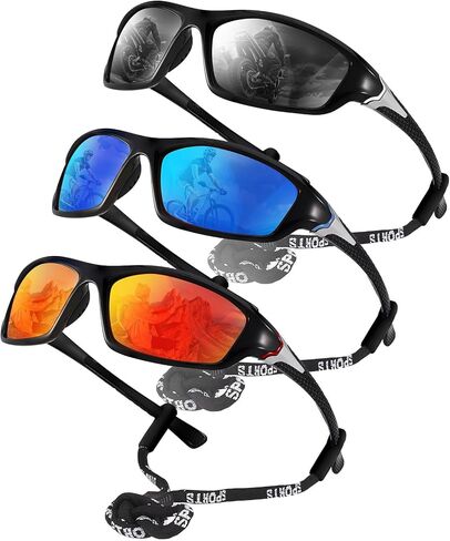 JATEBI 3 Pack Polarized Sports Sunglasses for Men Women Mens Sunglasses Wrap Around UV Protection for Cycling Fishing Driving in Saudi Arabia
