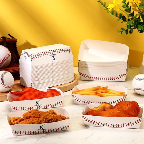 yeaqee 50 pcs 7 لعبة البيسبول ورقة هوت دوج صواني البيسبول للبيسبول الغذاء القابل للتصرف in Saudi Arabia