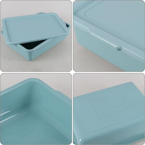 3 عبوات من أحواض حافلة المطاعم مع غطاء، صندوق بلاستيكي متعدد الاستخدامات سعة 13 لترًا، لون أخضر نعناعي in Kuwait