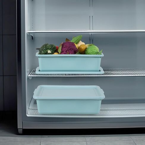 3 عبوات من أحواض حافلة المطاعم مع غطاء، صندوق بلاستيكي متعدد الاستخدامات سعة 13 لترًا، لون أخضر نعناعي in Kuwait