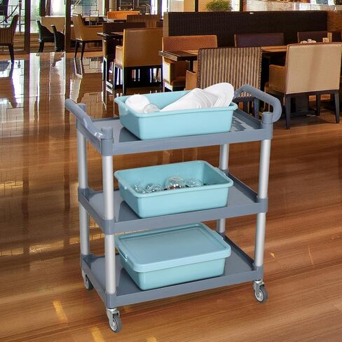 3 عبوات من أحواض حافلة المطاعم مع غطاء، صندوق بلاستيكي متعدد الاستخدامات سعة 13 لترًا، لون أخضر نعناعي in Kuwait