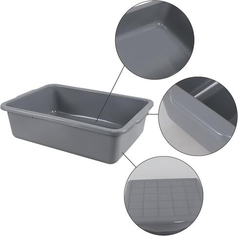 4 عبوات من أحواض الحافلات الكبيرة سعة 32 لترًا، صينية الحافلات التجارية/حوض الأطباق/أحواض الغسيل، باللون الرمادي in Kuwait