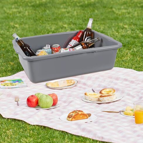 4 عبوات من أحواض الحافلات الكبيرة سعة 32 لترًا، صينية الحافلات التجارية/حوض الأطباق/أحواض الغسيل، باللون الرمادي in Kuwait