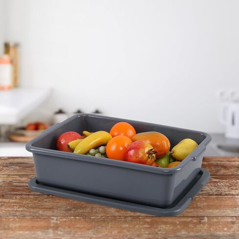 3 عبوات من صناديق الحافلات التجارية البلاستيكية سعة 13 لترًا مع غطاء، وأحواض اللحوم، باللون الرمادي in Kuwait