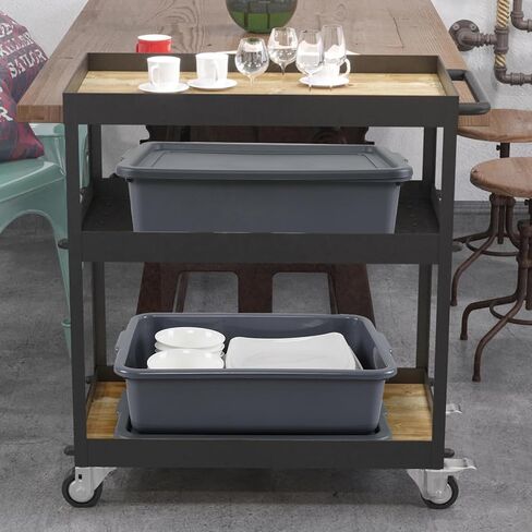 3 عبوات من صناديق الحافلات التجارية البلاستيكية سعة 13 لترًا مع غطاء، وأحواض اللحوم، باللون الرمادي in Kuwait