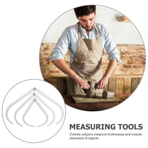 3Pcs Metal Outside Calipers Pottery Measuring Tools for Sculpture Carving Modeling with Hardened Polished Points in Saudi Arabia