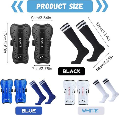 3 أزواج من واقيات وأكمام كرة القدم للشباب، واقيات ساق كرة القدم المقاومة للصدمات للأطفال وجوارب طويلة لكرة القدم، وسادات مرنة لكرة القدم واقيات الساق للفتيات والأولاد من سن 6 إلى 15 عامًا in Kuwait
