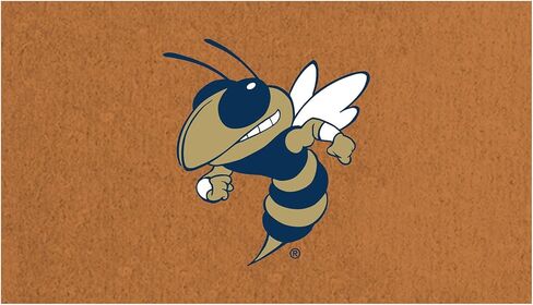 NCAA Georgia Tech Coir Door Mat، مدخل داخلي وخارجي، 28 × 16 بوصة غير قابلة للانزلاق الحصير الخلفي للترحيب بمخالب الكلاب الموحلة، مقاومة للطقس الأمامي مدخل الباب الأمامي ديكور المنزل in Saudi Arabia