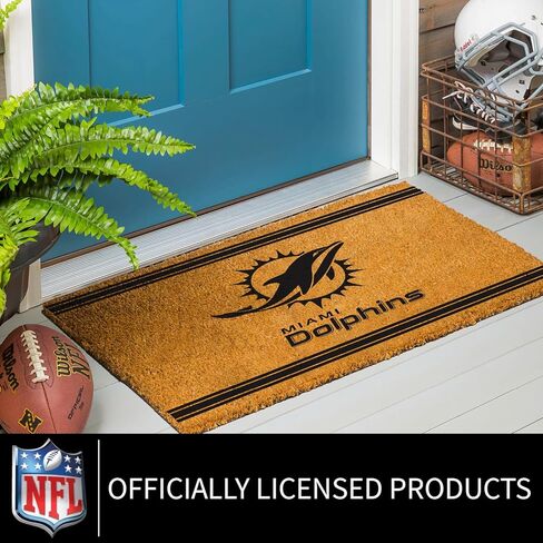 Team Sports America NFL Miami Dolphins Coir Doormat 36"x24", Officially Licensed Team Logo, Extra Large Front Door Mat, Outdoor Indoor Entrance Rug, Non-Slip Welcome Mat for Porch Patio in Saudi Arabia
