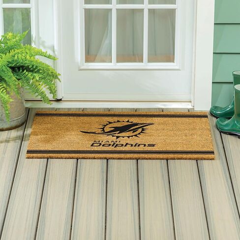 Team Sports America NFL Miami Dolphins Coir Doormat 36"x24", Officially Licensed Team Logo, Extra Large Front Door Mat, Outdoor Indoor Entrance Rug, Non-Slip Welcome Mat for Porch Patio in Saudi Arabia