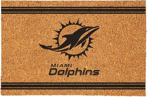 Team Sports America NFL Miami Dolphins Coir Doormat 36"x24", Officially Licensed Team Logo, Extra Large Front Door Mat, Outdoor Indoor Entrance Rug, Non-Slip Welcome Mat for Porch Patio in Saudi Arabia