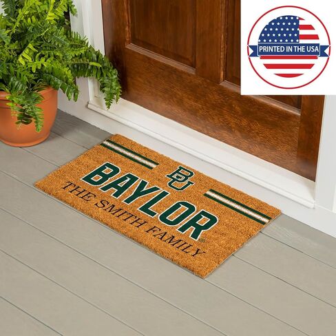 Team Sports America NCAA Baylor University College Personalized Coir Door Mat, 18 x 30 Inches Custom Name Doormat, Front Door Non-Slip Welcome Mats in Saudi Arabia