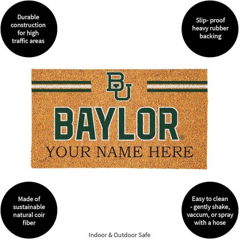 Team Sports America NCAA Baylor University College Personalized Coir Door Mat, 18 x 30 Inches Custom Name Doormat, Front Door Non-Slip Welcome Mats in Saudi Arabia