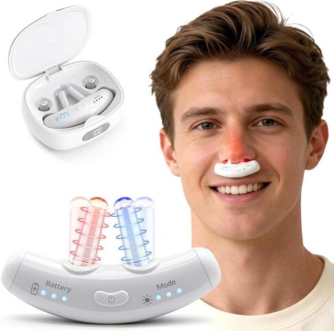 Red Light & Blue Light Therapy for Nose – LED Nasal Device for Dry Nose & Sinus Comfort, USB-Rechargeable Light Therapy with Charging Case in Saudi Arabia