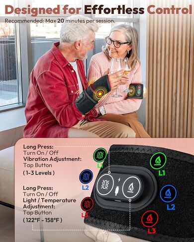 Red Light Therapy for Wrist Hands Wrap, Cordless Infrared Heating Pad with Vibration for Body, Arm, Knee, Foot, Wearable Heated Wrist Massager Brace, 660nm/850nm (Black) in Kuwait