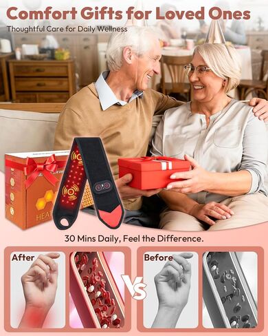 Red Light Therapy for Wrist Hands Wrap, Cordless Infrared Heating Pad with Vibration for Body, Arm, Knee, Foot, Wearable Heated Wrist Massager Brace, 660nm/850nm (Black) in Kuwait