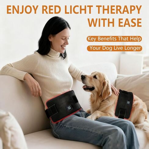 العلاج بالضوء الأحمر من Luma Pet - حزام العلاج بالضوء الأحمر للكلاب، جهاز العلاج بالضوء الأحمر بالأشعة تحت الحمراء لتخفيف الورك والمفاصل والظهر (10.6 بوصة × 5.1 بوصة) in Saudi Arabia