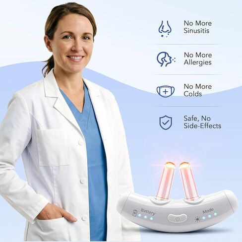 Red Light & Blue Light Therapy for Nose – LED Nasal Device for Dry Nose & Sinus Comfort, USB-Rechargeable Light Therapy with Charging Case in Saudi Arabia