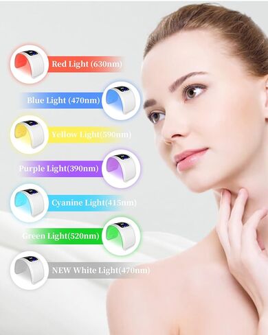 قناع العلاج بالضوء الأحمر، العلاج بالضوء LED للوجه، 7 ألوان قناع الوجه LED للوجه أداة العلاج بالضوء LED معدات العناية بالبشرة في المنزل، قناع تجميل الوجه والرقبة والجسم واليد in Saudi Arabia
