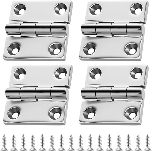 Stainless Steel Hinges with Screws, 4 Pack 2" x 2" (50mm x 50mm) 316 Marine Grade Heavy Duty Square Hinges, Casting Cabinet Door Hinge for Boat Hatch, Outdoor Door, Silver in Saudi Arabia