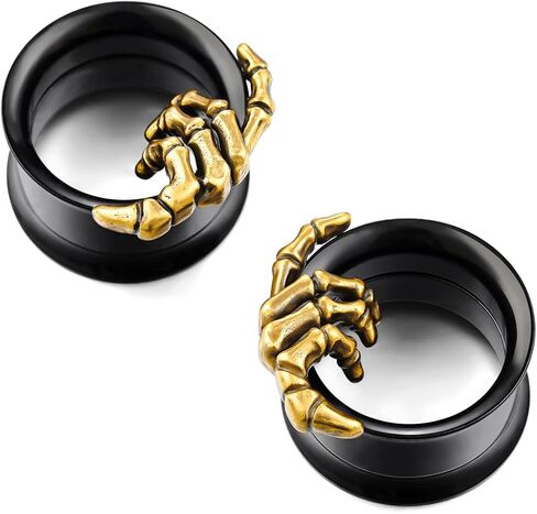 COOEAR Black Gauges for Earrings, Double Flared Plugs and Tunnels, Screw Back Piercing Expander. in Saudi Arabia