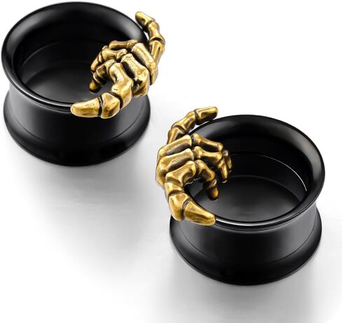 COOEAR Black Gauges for Earrings, Double Flared Plugs and Tunnels, Screw Back Piercing Expander. in Saudi Arabia