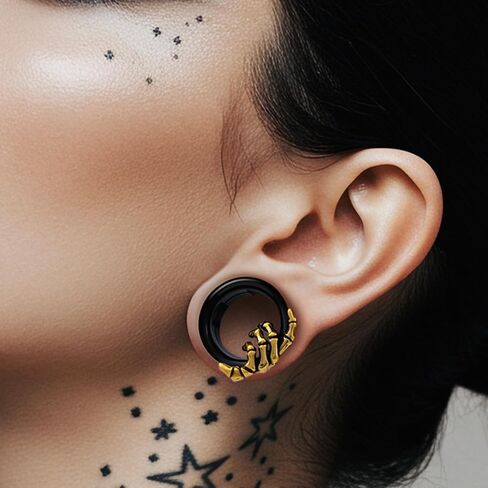 COOEAR Black Gauges for Earrings, Double Flared Plugs and Tunnels, Screw Back Piercing Expander. in Saudi Arabia