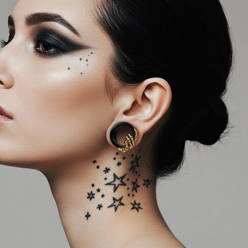 COOEAR Black Gauges for Earrings, Double Flared Plugs and Tunnels, Screw Back Piercing Expander. in Saudi Arabia