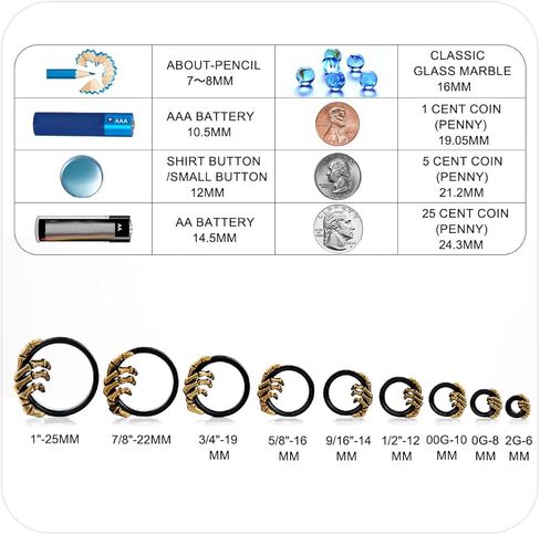 COOEAR Black Gauges for Earrings, Double Flared Plugs and Tunnels, Screw Back Piercing Expander. in Saudi Arabia