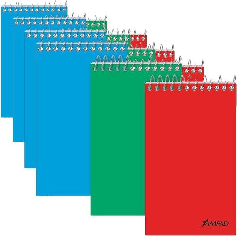 Ampad Pocket Notebook, Recycled, Size 3 x 5, Assorted Covers, Top Open, Narrow Ruled, 60 Sheets (25-087) in Kuwait
