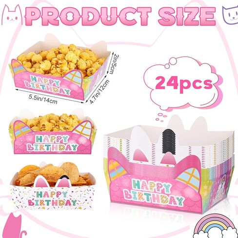 24Pcs Cartoon Cat Doll House Paper Food Serving Tray Party Favors Food Tray Doll Theme Cartoon Paper Trays for Kids Birthday Party Decorations Favors Supplies in Saudi Arabia