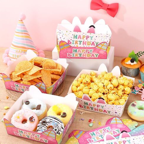 24Pcs Cartoon Cat Doll House Paper Food Serving Tray Party Favors Food Tray Doll Theme Cartoon Paper Trays for Kids Birthday Party Decorations Favors Supplies in Saudi Arabia