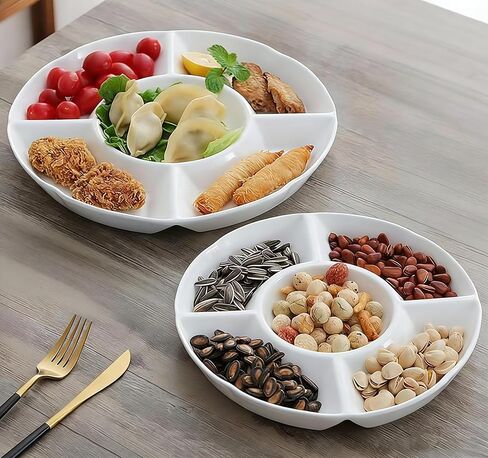 2 Pack Plastic Serving Trays for Party - Party Trays for Serving Food - 12 Inch Trays and Platters - Veggie Tray Platter/Divided Serving Tray in Kuwait