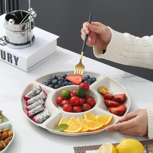 2 Pack Plastic Serving Trays for Party - Party Trays for Serving Food - 12 Inch Trays and Platters - Veggie Tray Platter/Divided Serving Tray in Kuwait